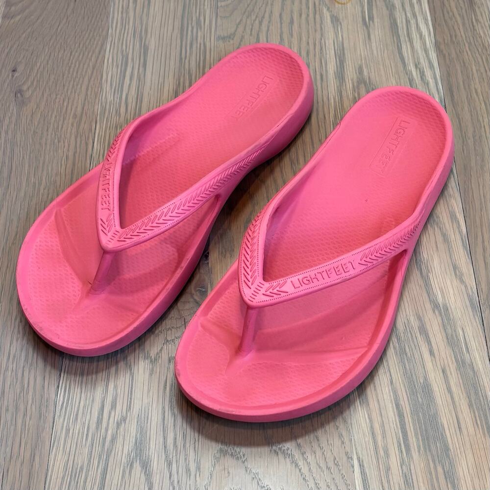 Lightfeet Arch Support Flip Flop Orthotic Sandals Melon Pink Women’s Size 10 - Picture 2 of 7